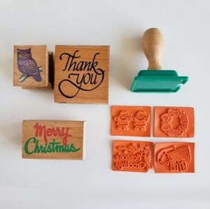 Vintage wood and rubber stamps